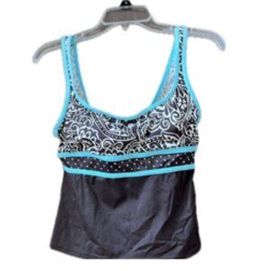 Jamaica Bay swim tankini top brown & turquoise size 10